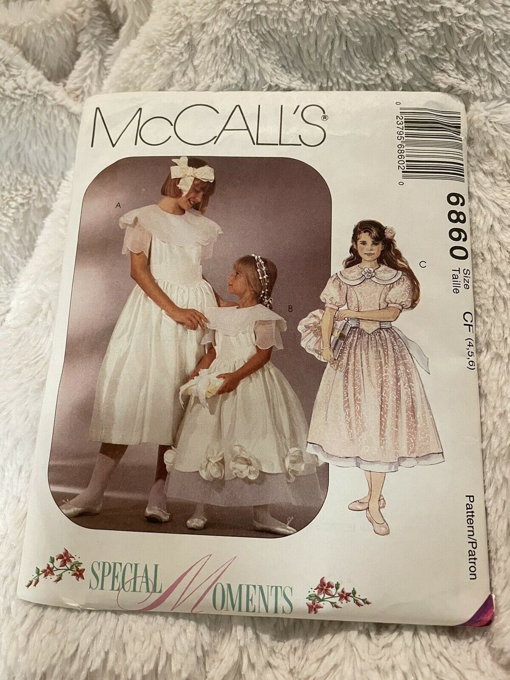 McCall's 6860 Easter Flowergirl Communion Dress Pattern Girls Size 4 5 6 Uncut